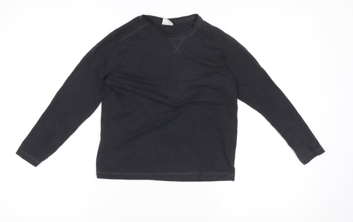ZARA Boys Black Long Sleeve Cotton Basic T-Shirt 9-10 Years