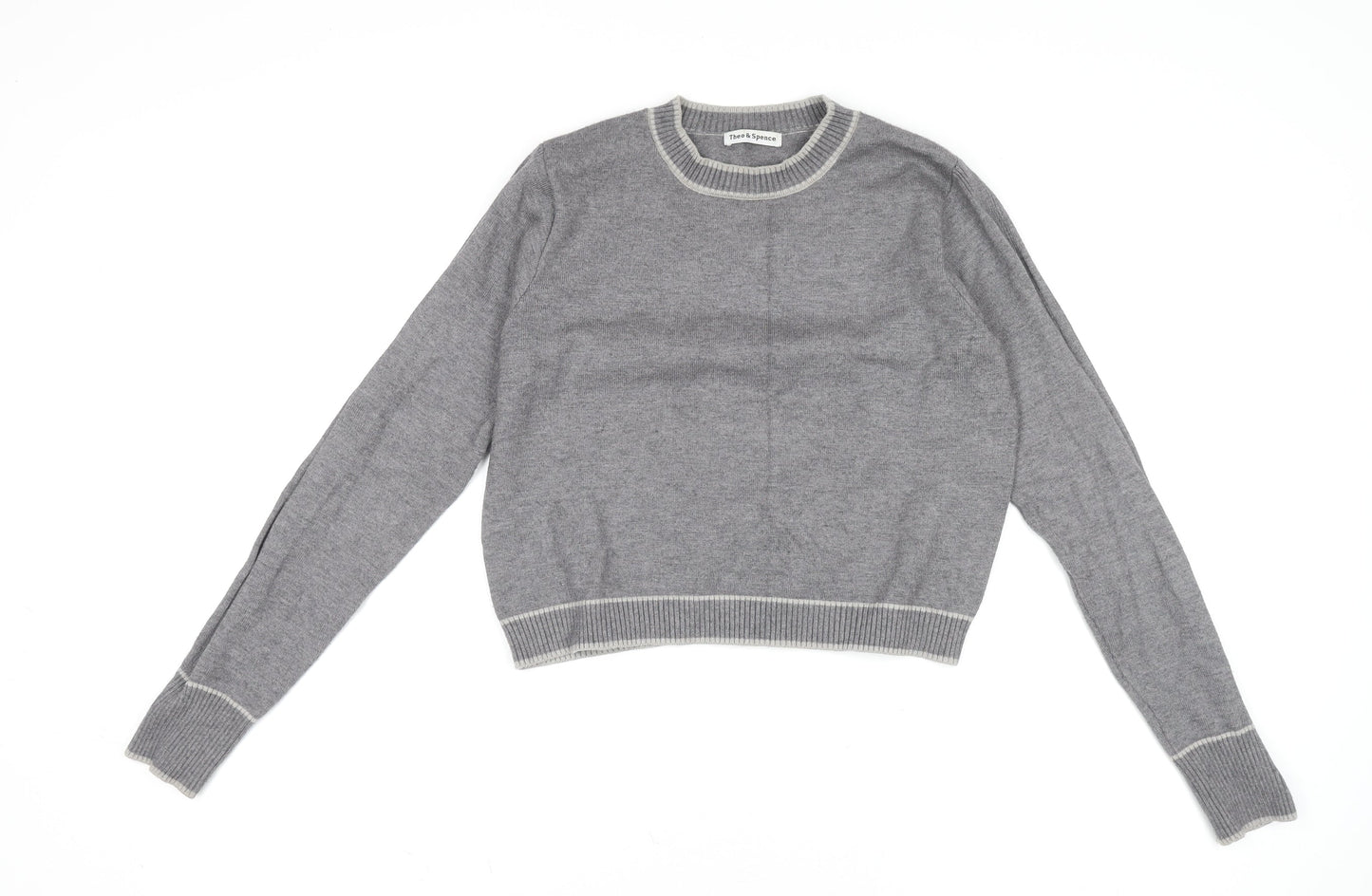 Theo & Spence Women's Grey Knit Crew Neck Pullover Jumper Size S