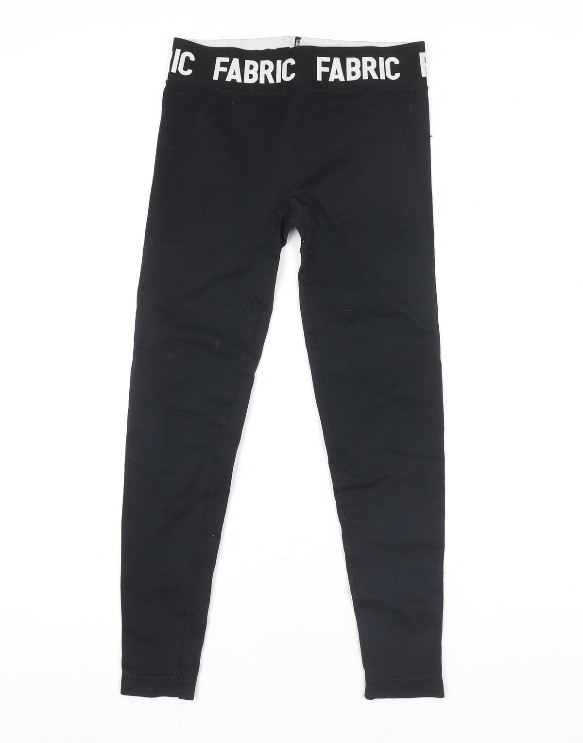 Fabric Girls Black Ankle Leggings S Elastic Waist Stretch Jersey