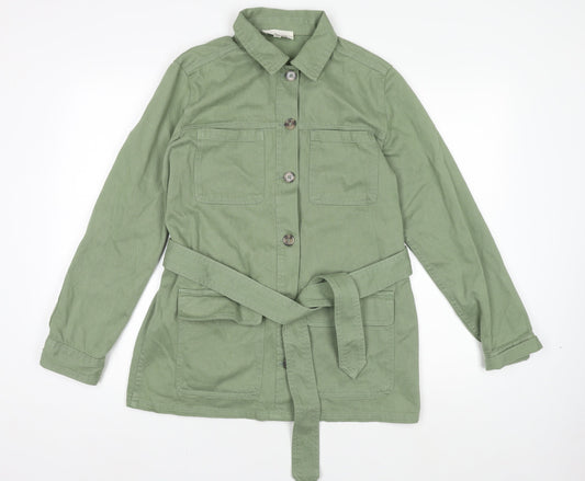 Marks and Spencer Women Green Size 10 Belted Shirt Dress