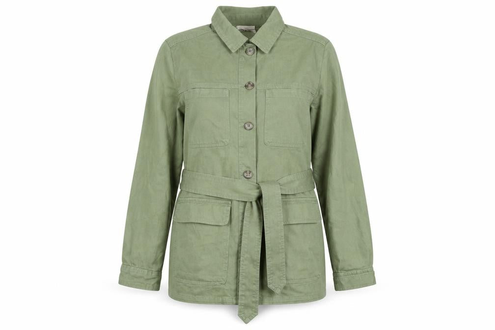 Marks & Spencer Women Green Size 10 Belted Shirt Dress