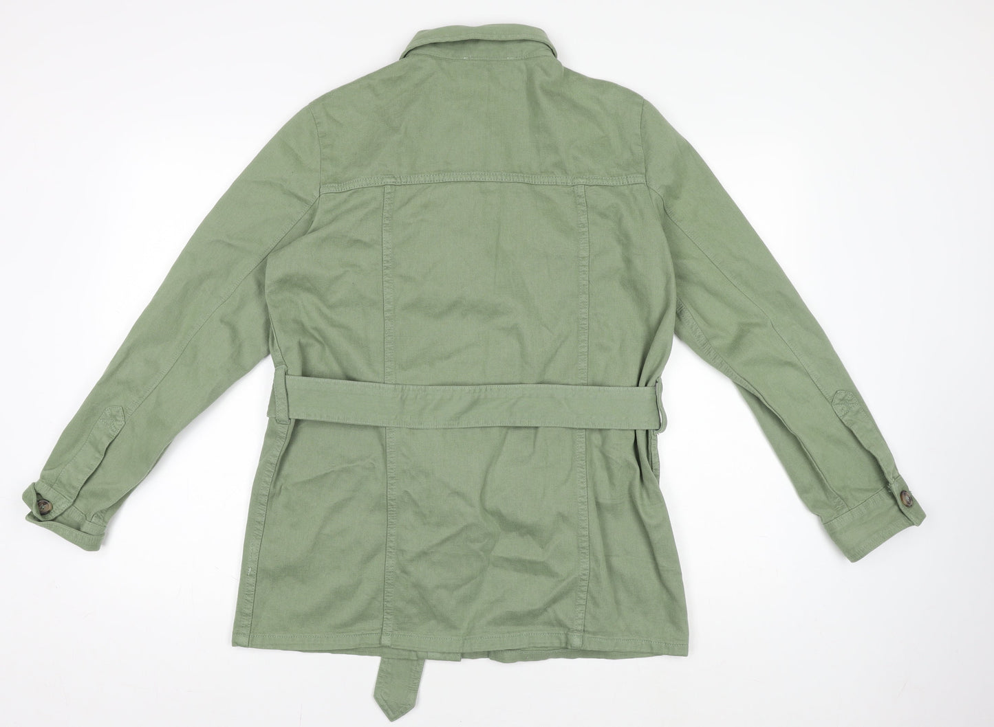 Marks and Spencer Women Green Size 10 Belted Shirt Dress