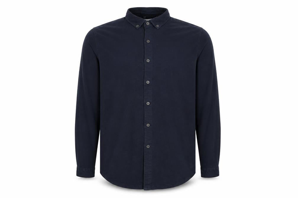 IDRIS Men Navy Blue 2XL Classic Long Sleeve Button-Up Shirt