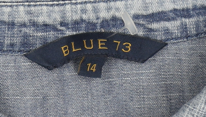 BLUE 73 Women's Blue Knee Length Denim Shirt Dress Size 14