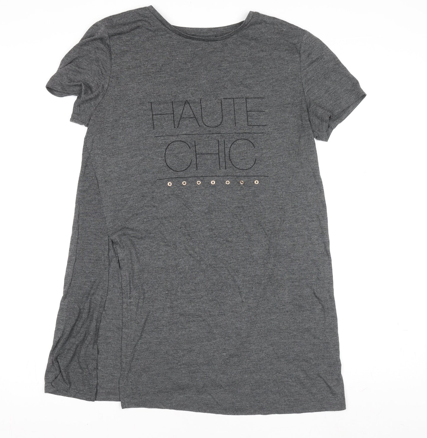 Atmosphere Womens Grey T-Shirt Size 14 Casual Studded Haute Chic