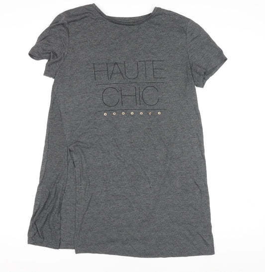 Atmosphere Womens Grey T-Shirt Size 14 Casual Studded Haute Chic