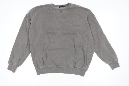 PrettyLittleThing Women’s Grey Pullover Jumper PLT Sport Logo M Cotton Blend