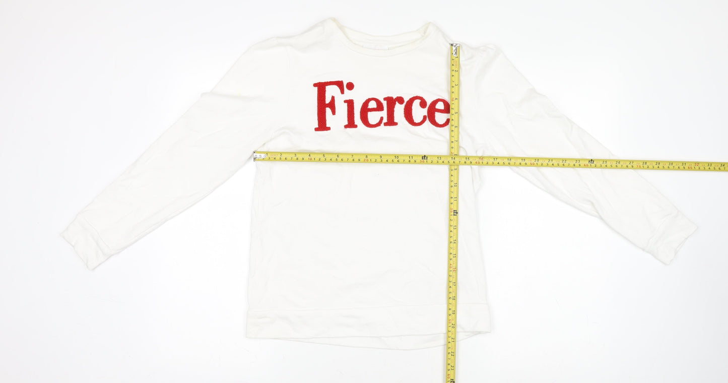 Savida Women's White Long Sleeve Fierce Cotton T-Shirt XS