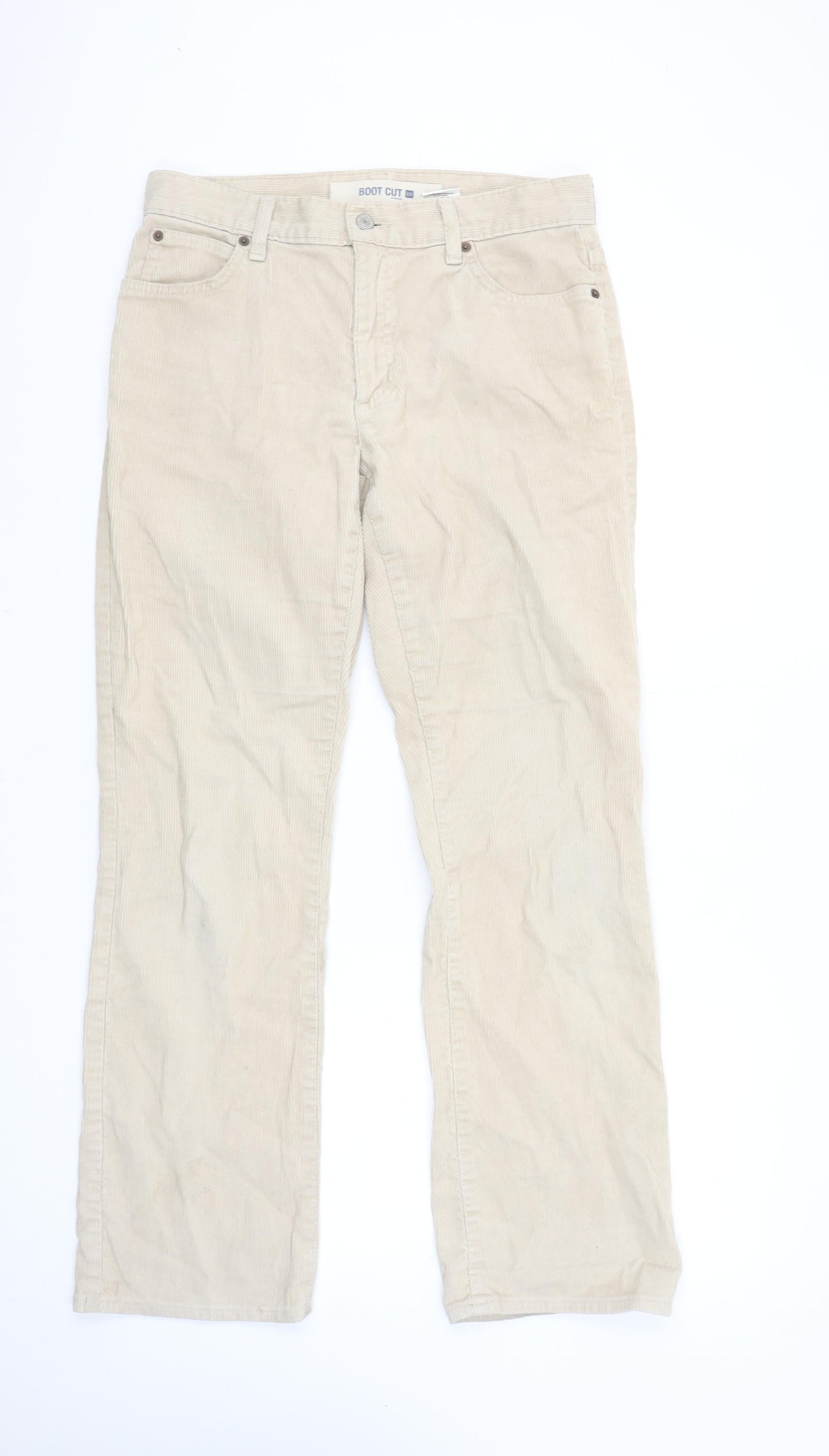 GAP Women's Beige Corduroy Bootcut Stretch Trousers Size 8