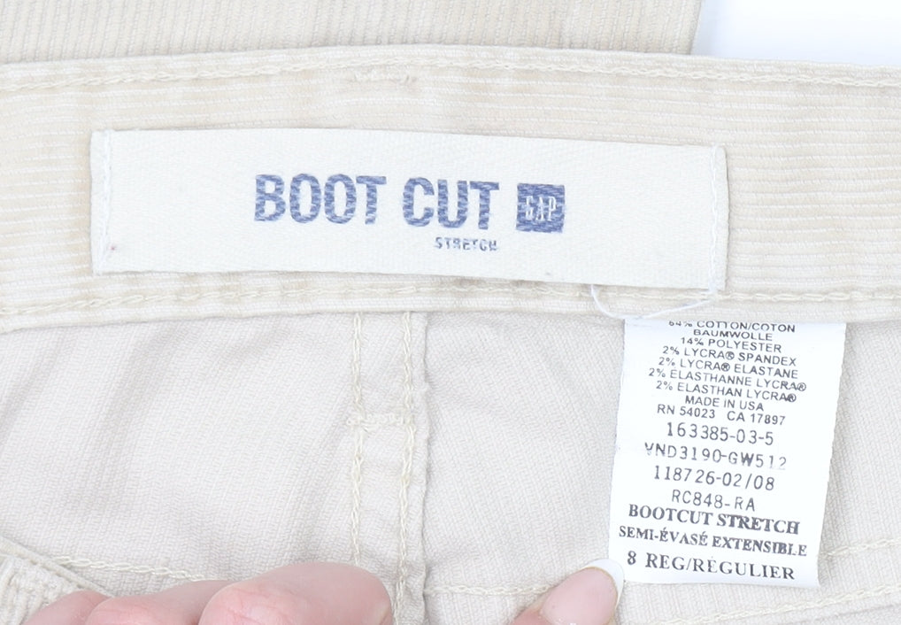 GAP Women's Beige Corduroy Bootcut Stretch Trousers Size 8