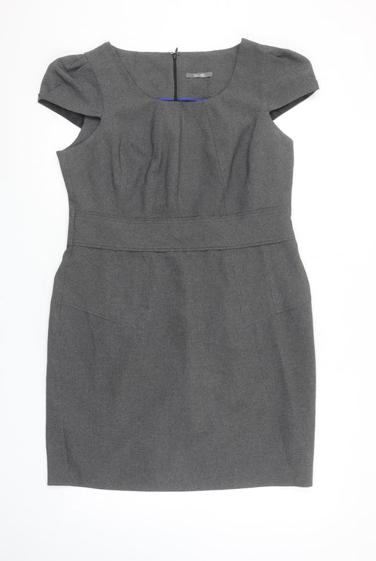 South Women’s Grey Sheath Work Dress Size 16 Short Sleeve