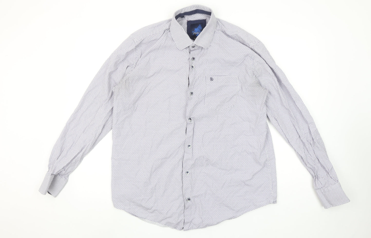Benetti Luxury Men's Blue Modern Fit Long Sleeve Button-Up Shirt L