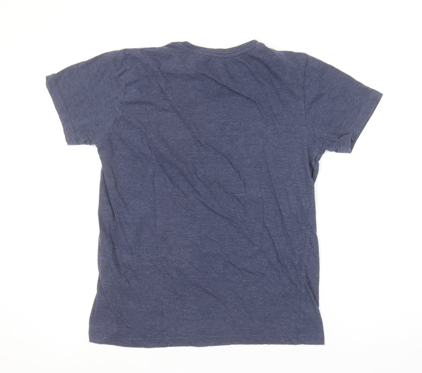 !Solid Unisex Blue Graphic Short Sleeve T-Shirt M Casual