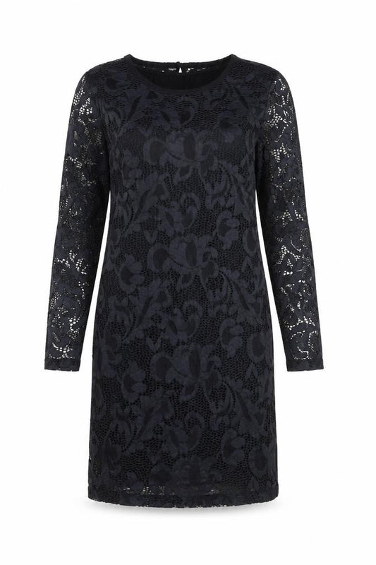Julie Brandt Women's Black Lace Sheath Dress Size 14 Long Sleeve Elegant Evening