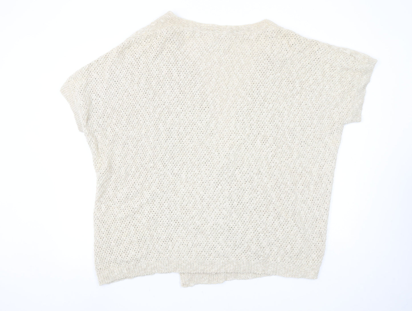 Blarney Women’s Beige 2XL Linen Cotton Open-Knit Short Sleeve Cardigan