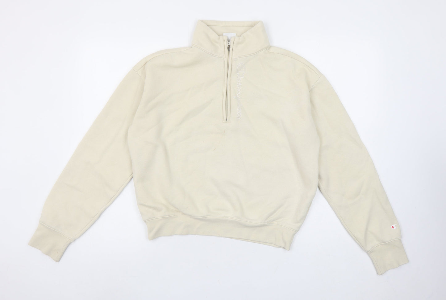 Champion Women's Beige 1/4 Zip Pullover Sweatshirt Medium