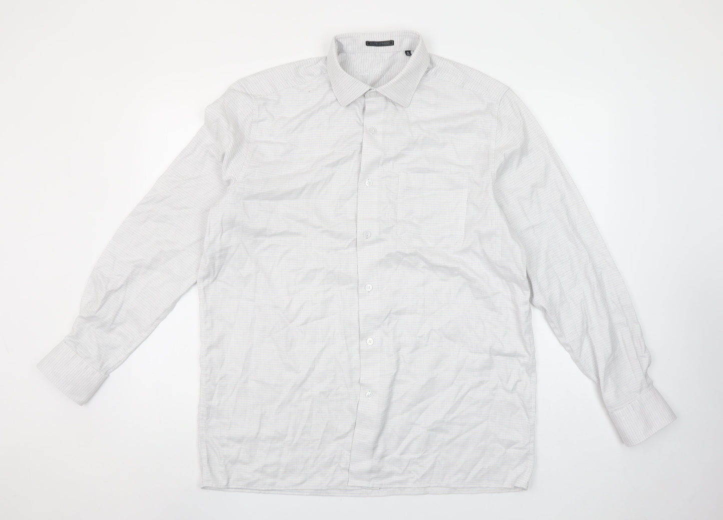 Louis Philippe Men's White 16.5 Regular Fit Cotton Long Sleeve Shirt