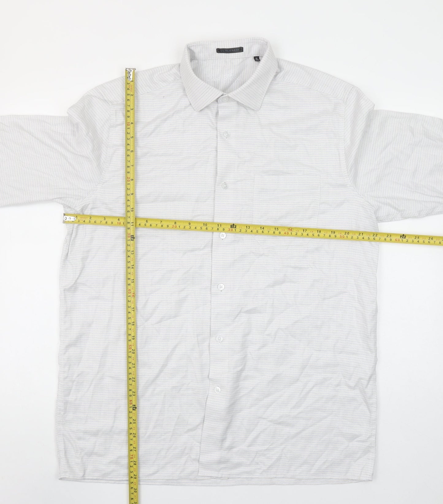 Louis Philippe Men's White 16.5 Regular Fit Cotton Long Sleeve Shirt