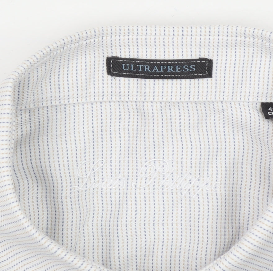 Louis Philippe Men's White 16.5 Regular Fit Cotton Long Sleeve Shirt
