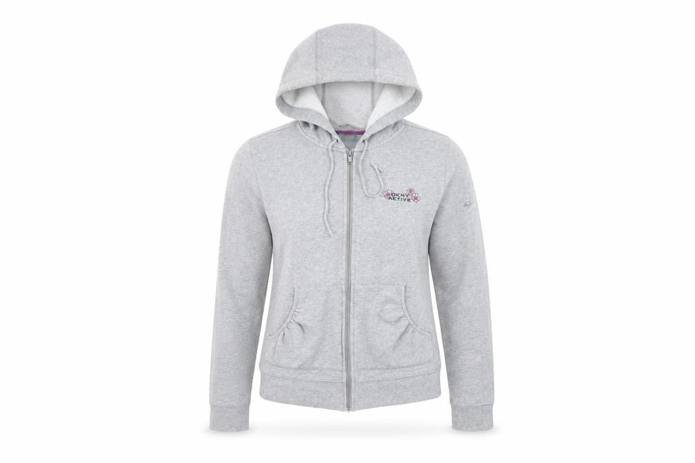 DKNY Active Women's Grey Full Zip Hoodie Size L Cotton Blend