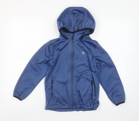 Color Kids Boys Blue Hooded Soft Shell Jacket 7 Years Windproof & Water Resistant