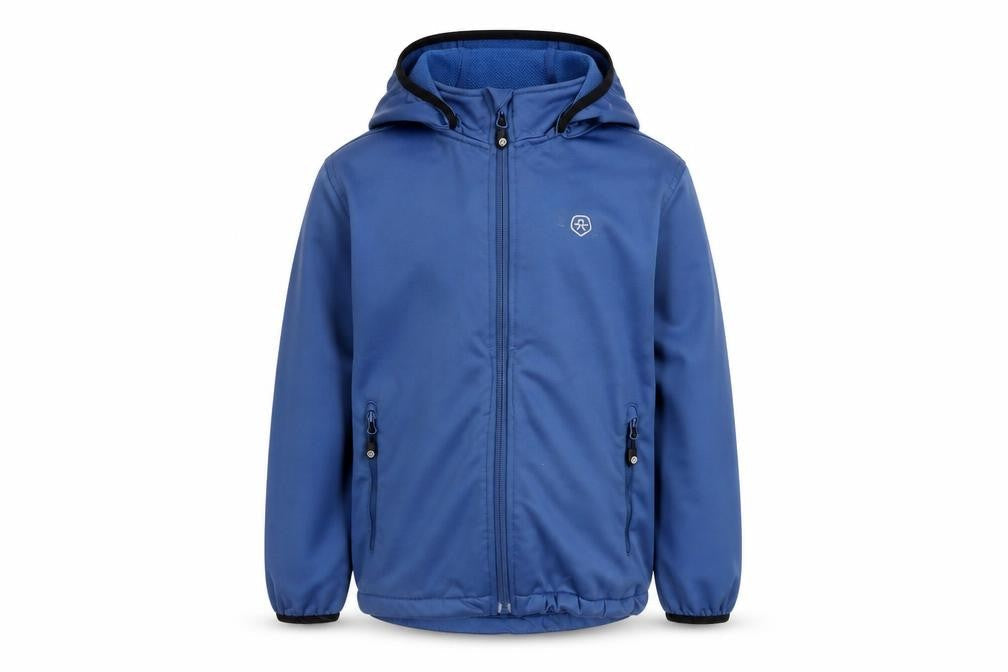 Color Kids Boys Blue Hooded Soft Shell Jacket 7 Years Windproof & Water Resistant