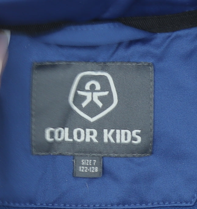 Color Kids Boys Blue Hooded Soft Shell Jacket 7 Years Windproof & Water Resistant