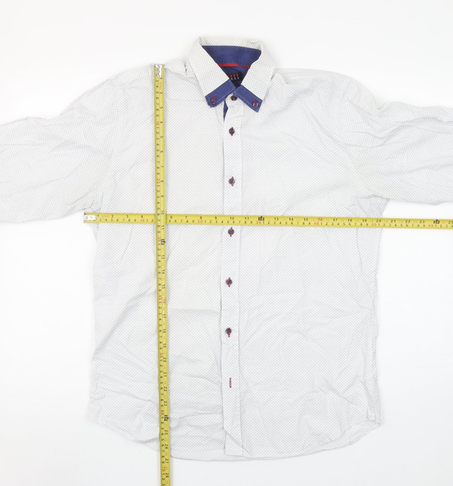 VICHI Men's White Slim Fit Long Sleeve Button-Down Shirt M