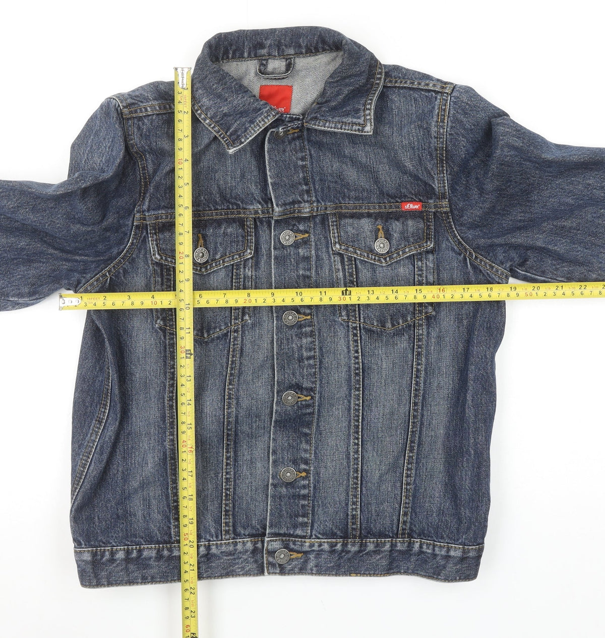s.Oliver Boys Blue Denim Basic Jacket Size 164 L Cotton Casual