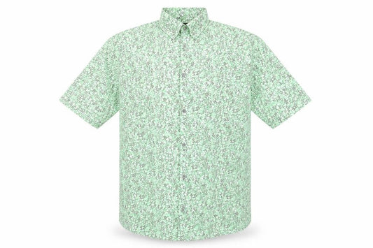 Alfani Men's Green Floral Cotton Short Sleeve Button-Up Shirt XL
