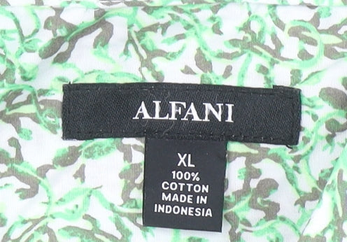 Alfani Men's Green Floral Cotton Short Sleeve Button-Up Shirt XL
