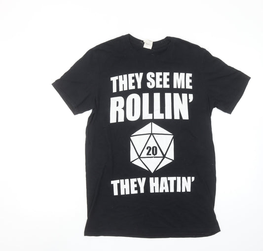 Gildan Men’s Black Funny Graphic T-Shirt Size M Ring Spun Cotton