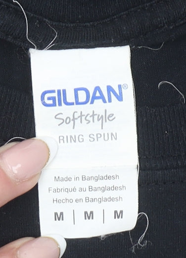 Gildan Men’s Black Funny Graphic T-Shirt Size M Ring Spun Cotton