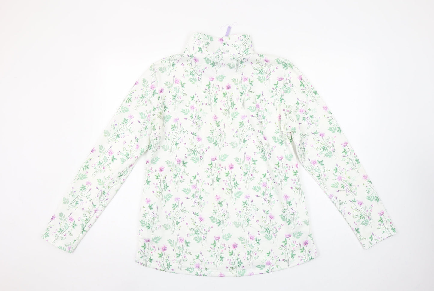 Jessica Graaf Womens White Floral 1/4 Zip Pullover Sweatshirt Size S