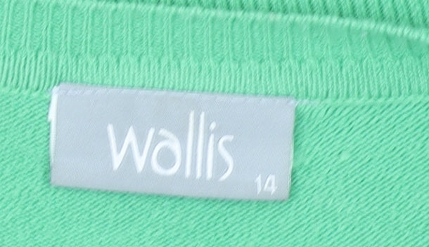 Wallis Women's Green V-Neck Henley Jumper Size 14