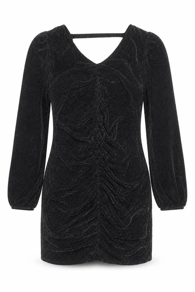 Wallis Women’s Black Glitter Ruched Bodycon Knee Length Dress Size 14