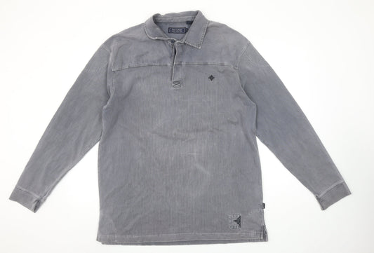 Maine New England Men's Grey Henley Cotton Sweatshirt Size L