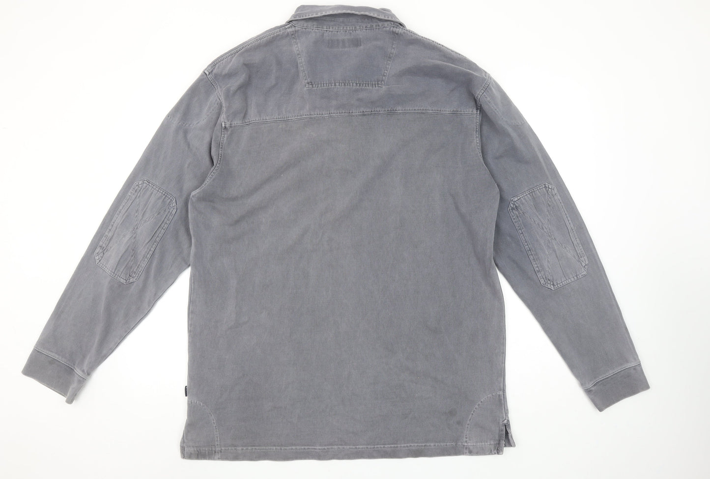 Maine New England Men's Grey Henley Cotton Sweatshirt Size L