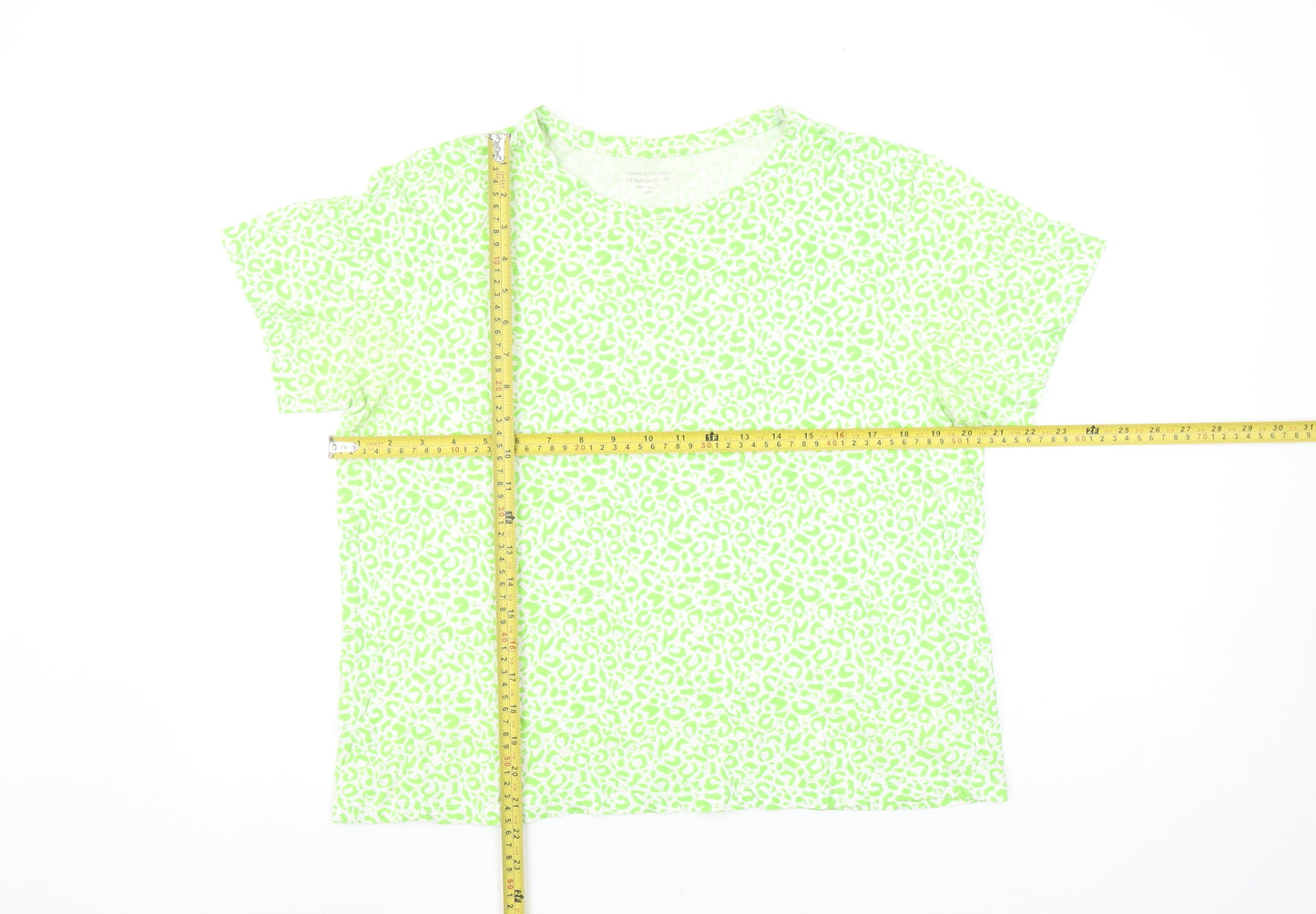 Dunnes Stores Women's Green Animal Print Cotton T-Shirt Size 14