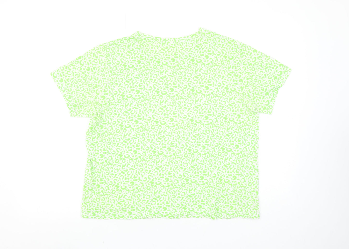Dunnes Stores Women's Green Animal Print Cotton T-Shirt Size 14