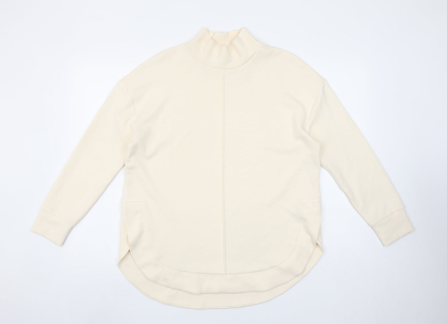 Tu Women Beige High Neck Pullover Sweatshirt Small Viscose Blend
