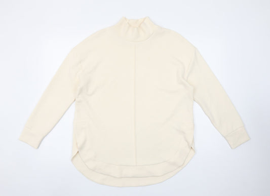 Tu Women Beige High Neck Pullover Sweatshirt Small Viscose Blend