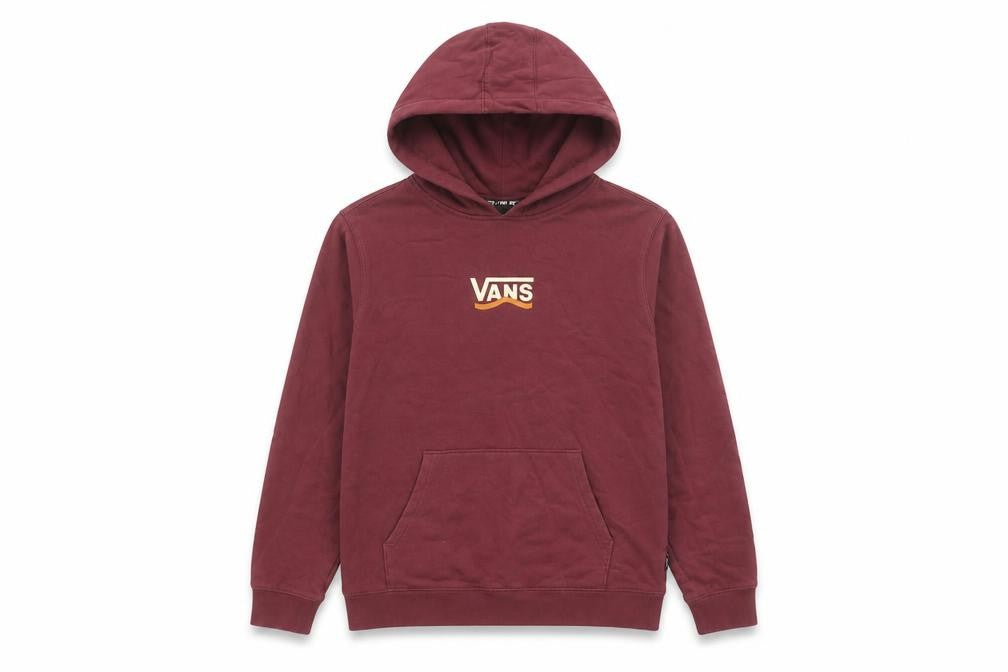 Vans Boys Burgundy Hoodie Large Pullover Cotton Graphic Logo Sweatshirt