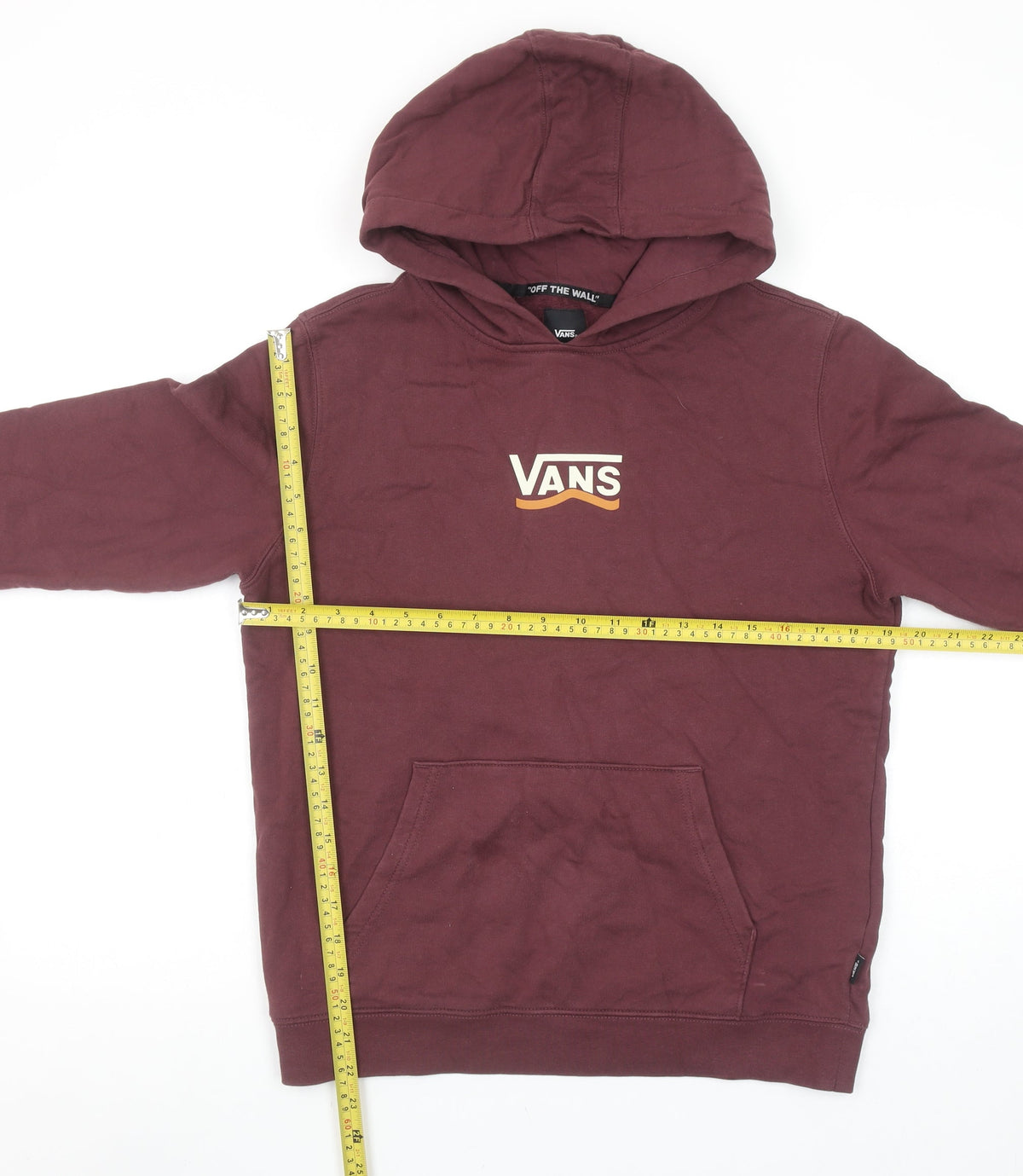 Vans Boys Burgundy Hoodie Large Pullover Cotton Graphic Logo Sweatshirt