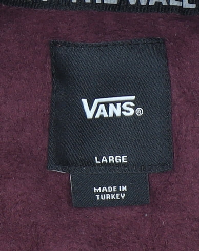 Vans Boys Burgundy Hoodie Large Pullover Cotton Graphic Logo Sweatshirt