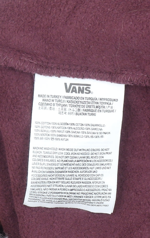 Vans Boys Burgundy Hoodie Large Pullover Cotton Graphic Logo Sweatshirt