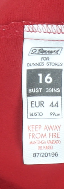 Dunnes Stores Women’s Red Button-Up Short Sleeve Collared Shirt Size 16