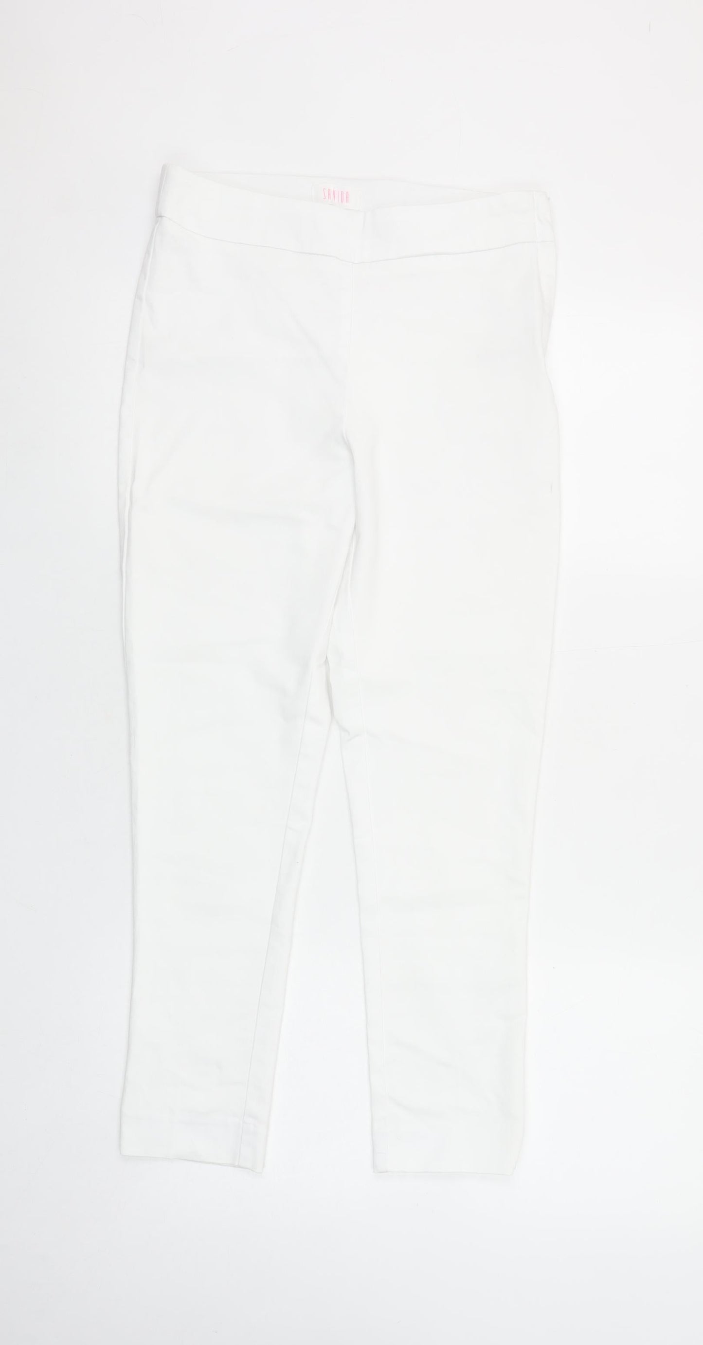 Savida Women White Cotton Blend Ankle Leggings Size 8