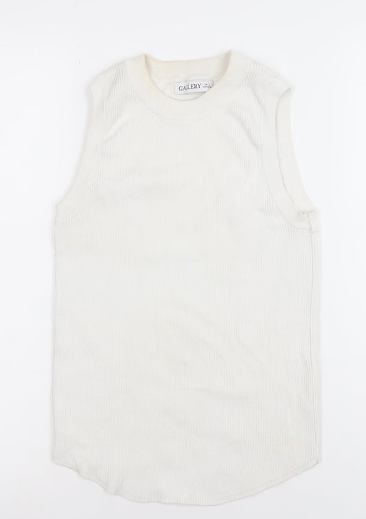Gallery Women Ivory Sleeveless Ribbed Tank Top UK S
