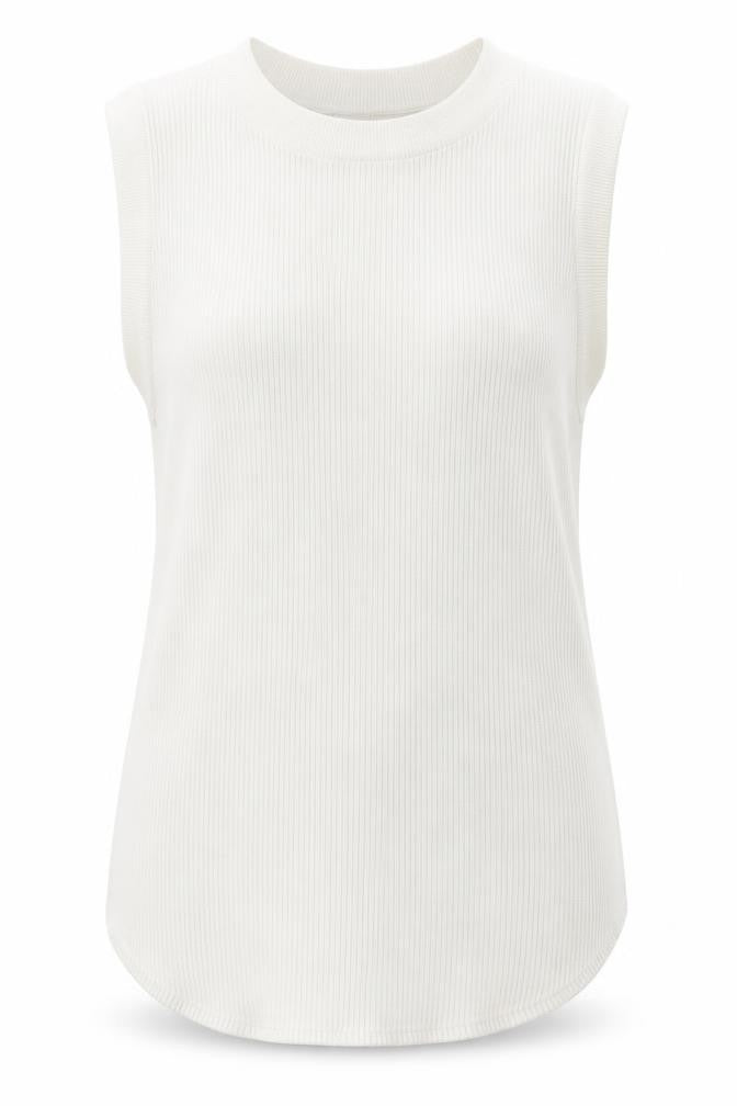 Gallery Women Ivory Sleeveless Ribbed Tank Top UK S